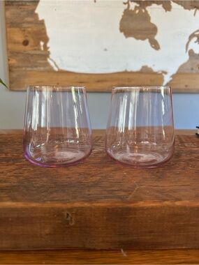 Pink & Purple Tinted Stemless Wine Glasses Set of 2 Anthropologie Style